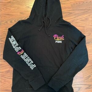 PINK Victoria's Secret Black Hoodie with White Accents